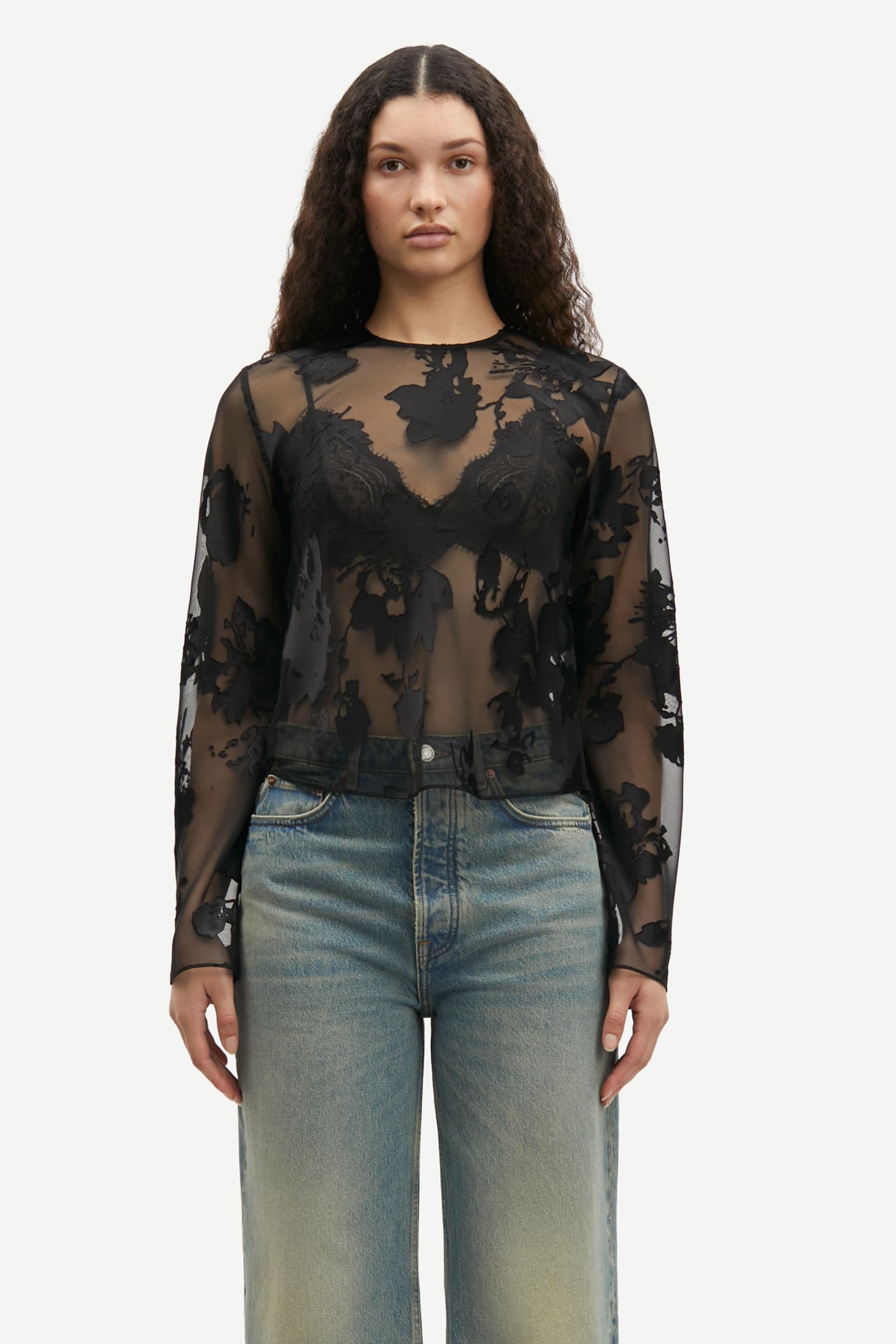 Samadda blouse 15311 Black Blooming Burnout