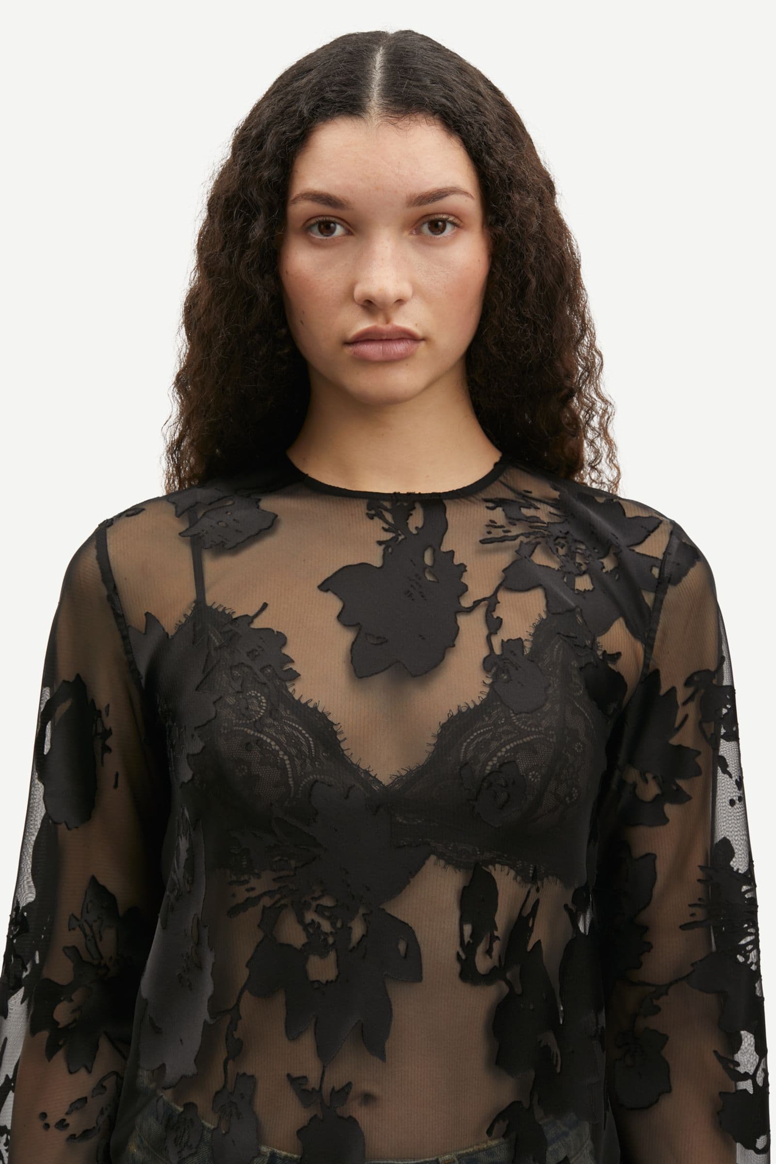 Samadda blouse 15311 Black Blooming Burnout